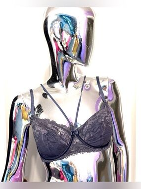 Change - Charade Lace Underwire Bra w/ Double-Strap Detail - Dark Gray
